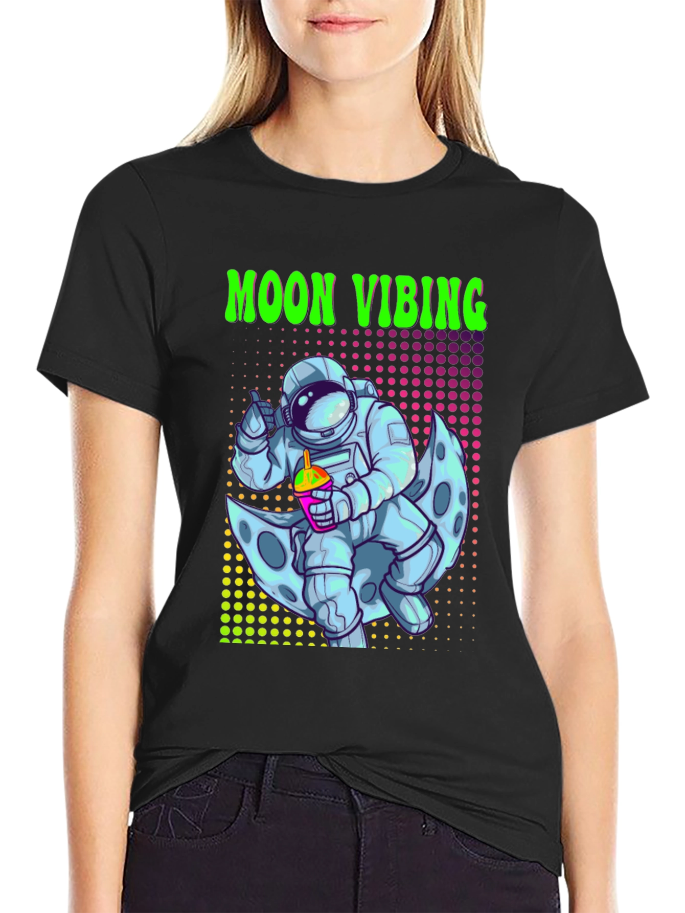 Black Moon Vibing Astronaut T-Shirt view 2