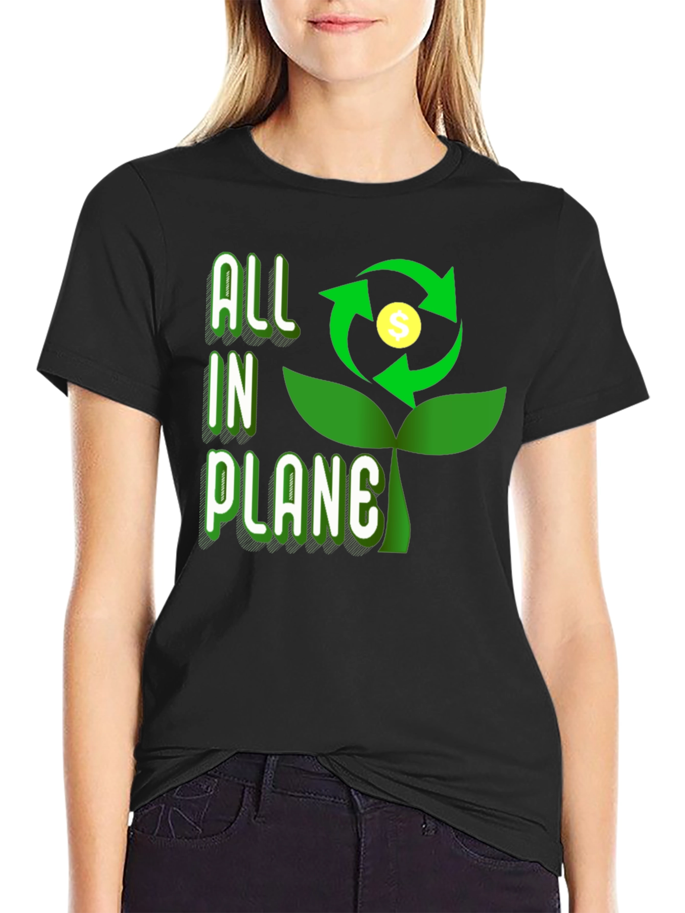 Black All In Plane Graphic Tee - Eco-Friendly Design view 2