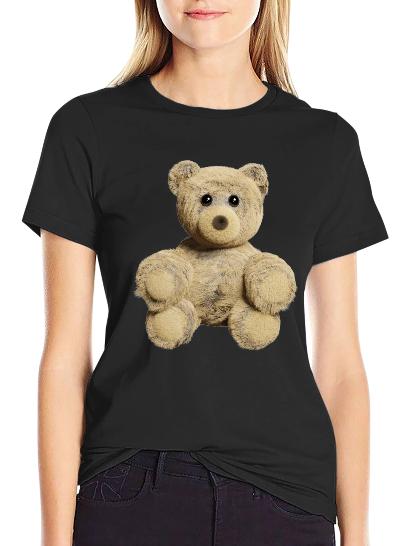 Black Teddy Bear Graphic Tee - Soft Plush Design view 2