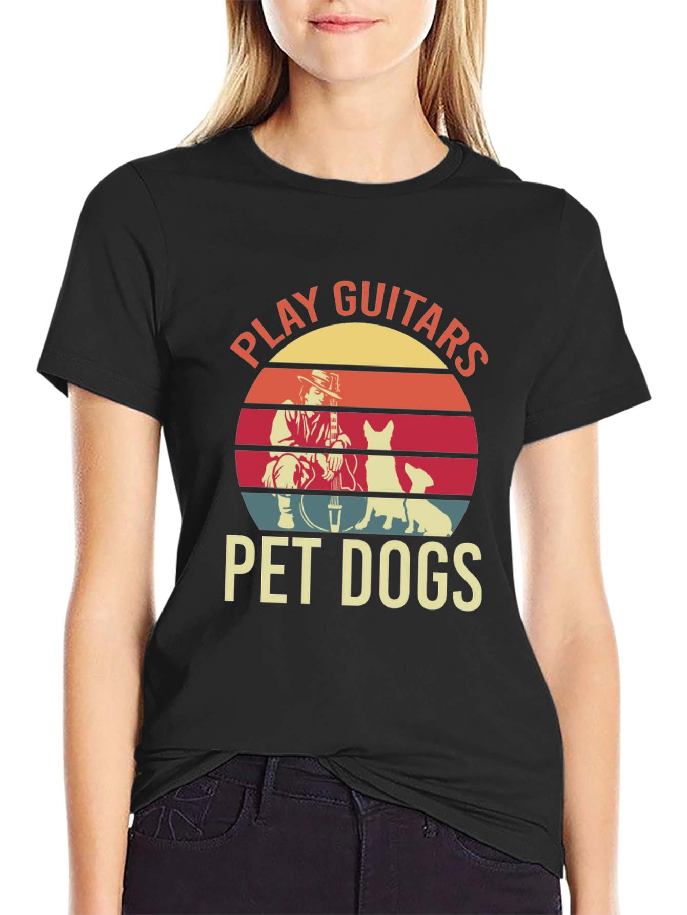 Black Play Guitars Pet Dogs Graphic Tee view 2
