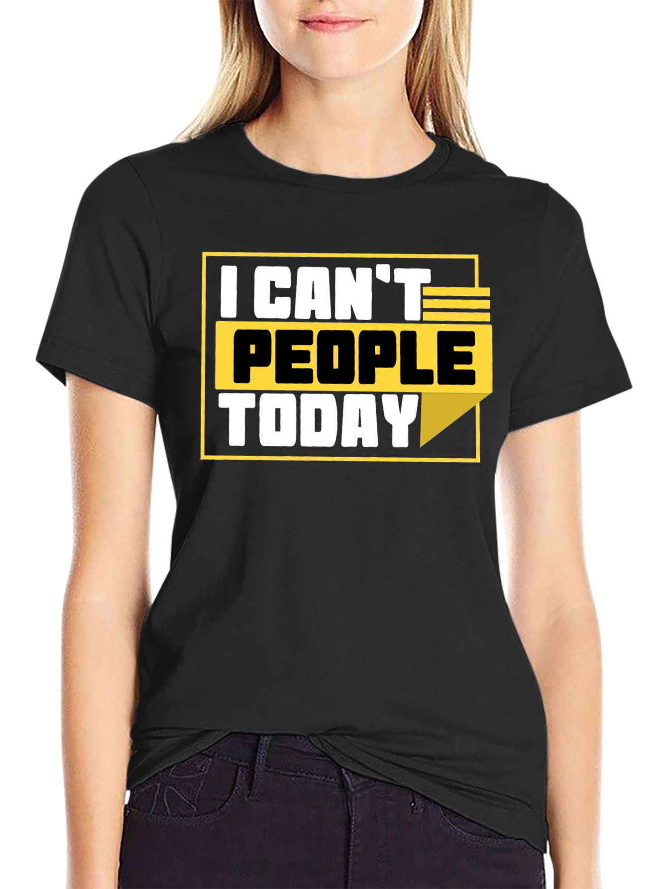 Black I Can't People Today Graphic T-Shirt view 2