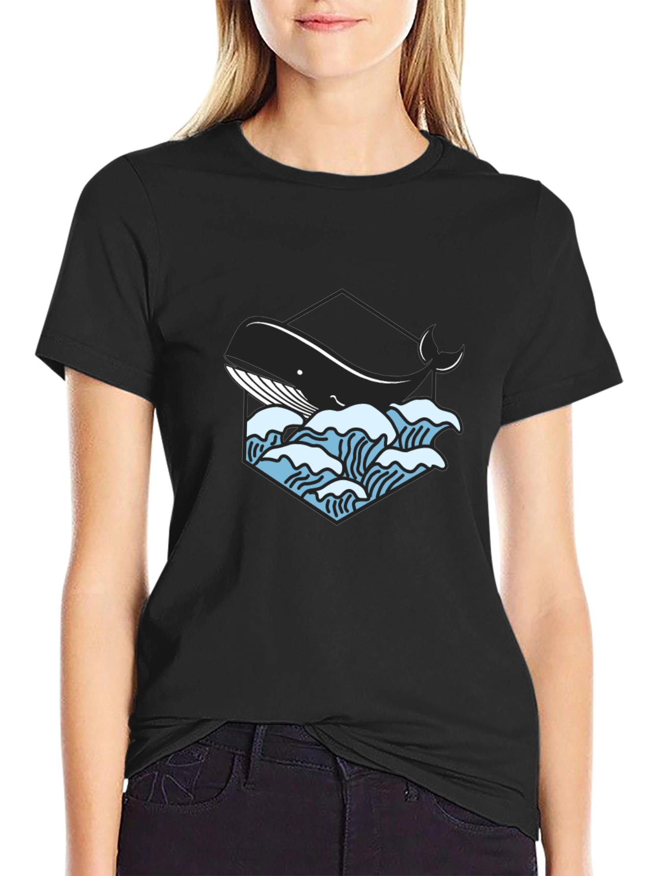 Black Whale Graphic Tee - Cool Ocean Design view 2
