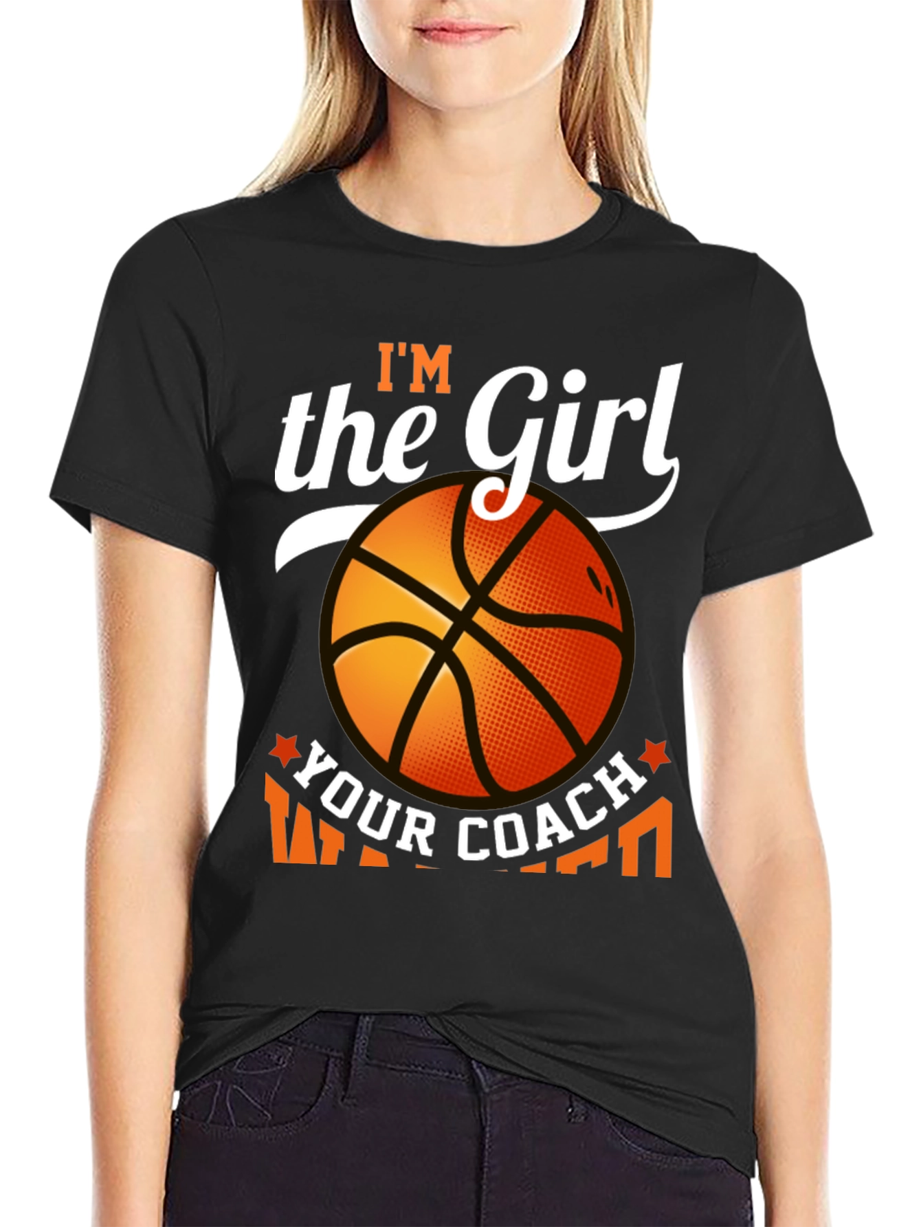 Black I'm The Girl Your Coach Warned You About Basketball T-Shirt view 2