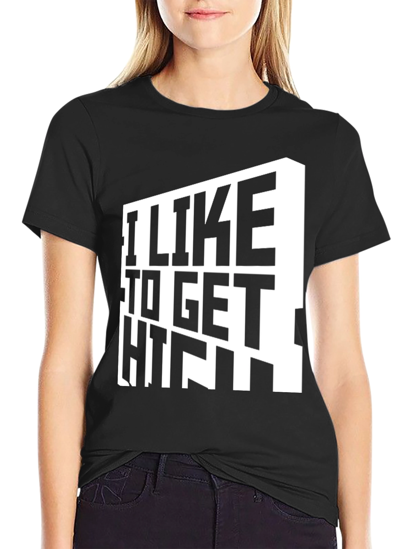 Black I Like To Get High T-Shirt - Black Graphic Tee view 2