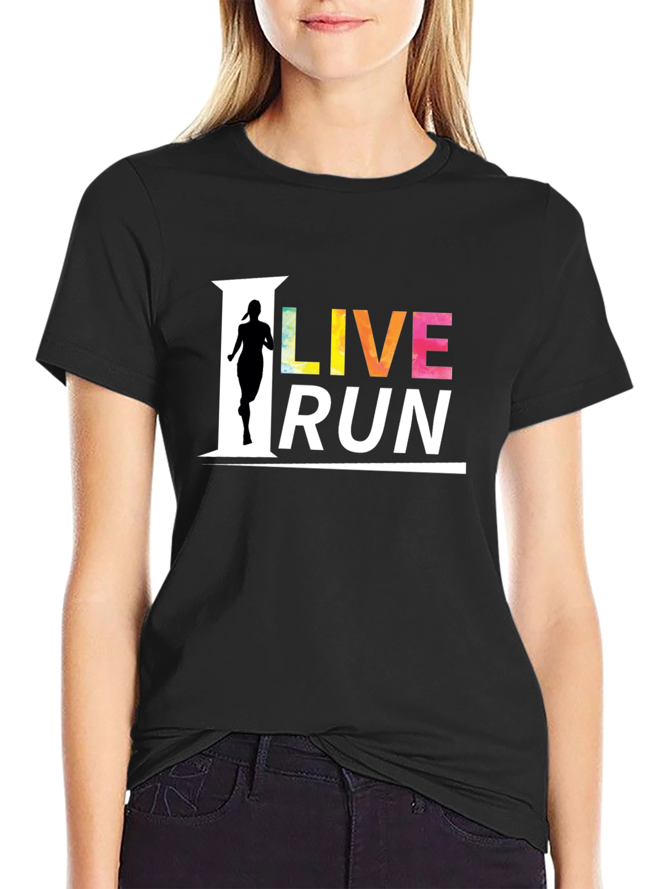 Black Live Run Graphic Tee - Activewear T-Shirt view 2