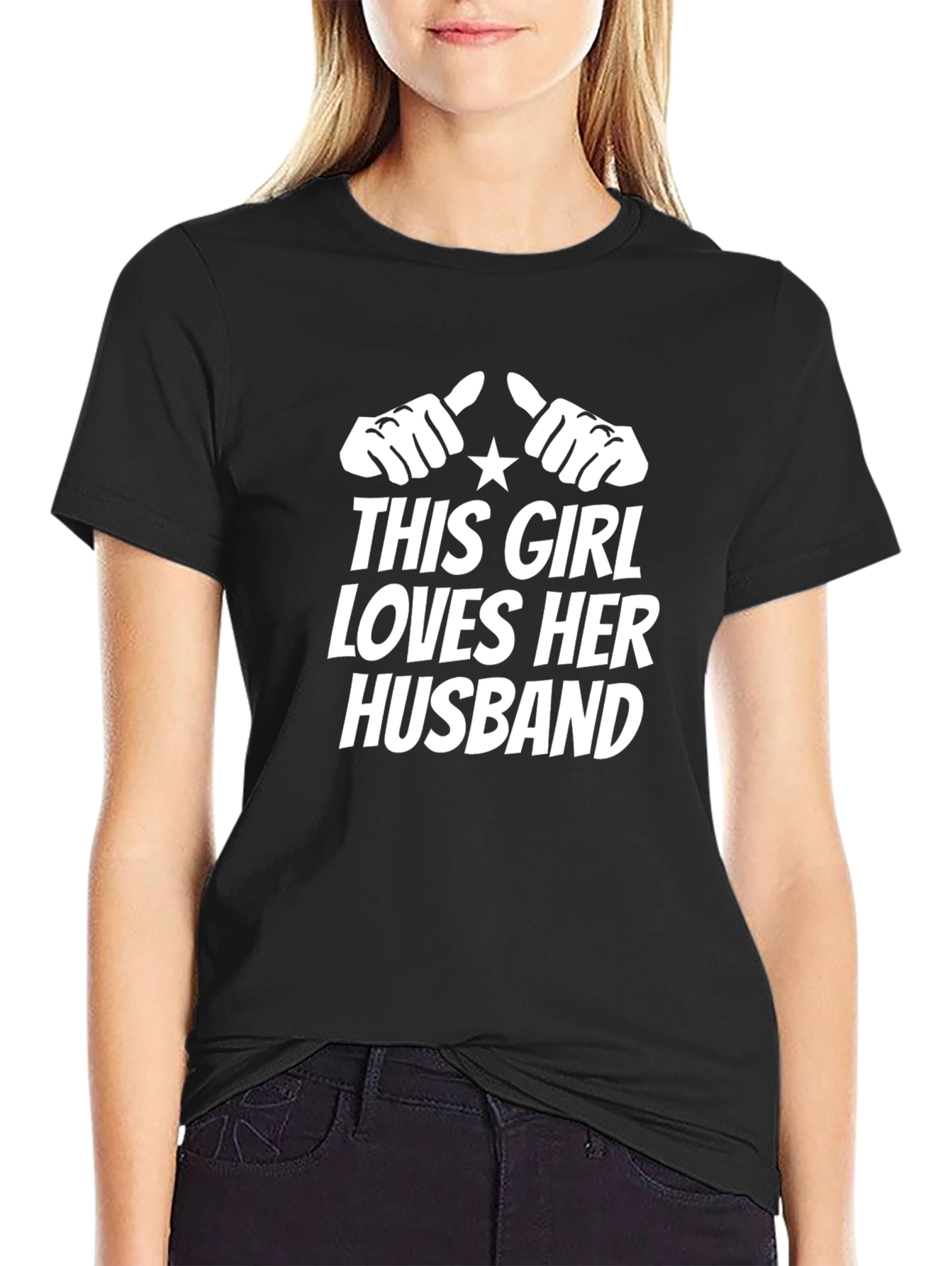 Black This Girl Loves Her Husband T-Shirt view 2