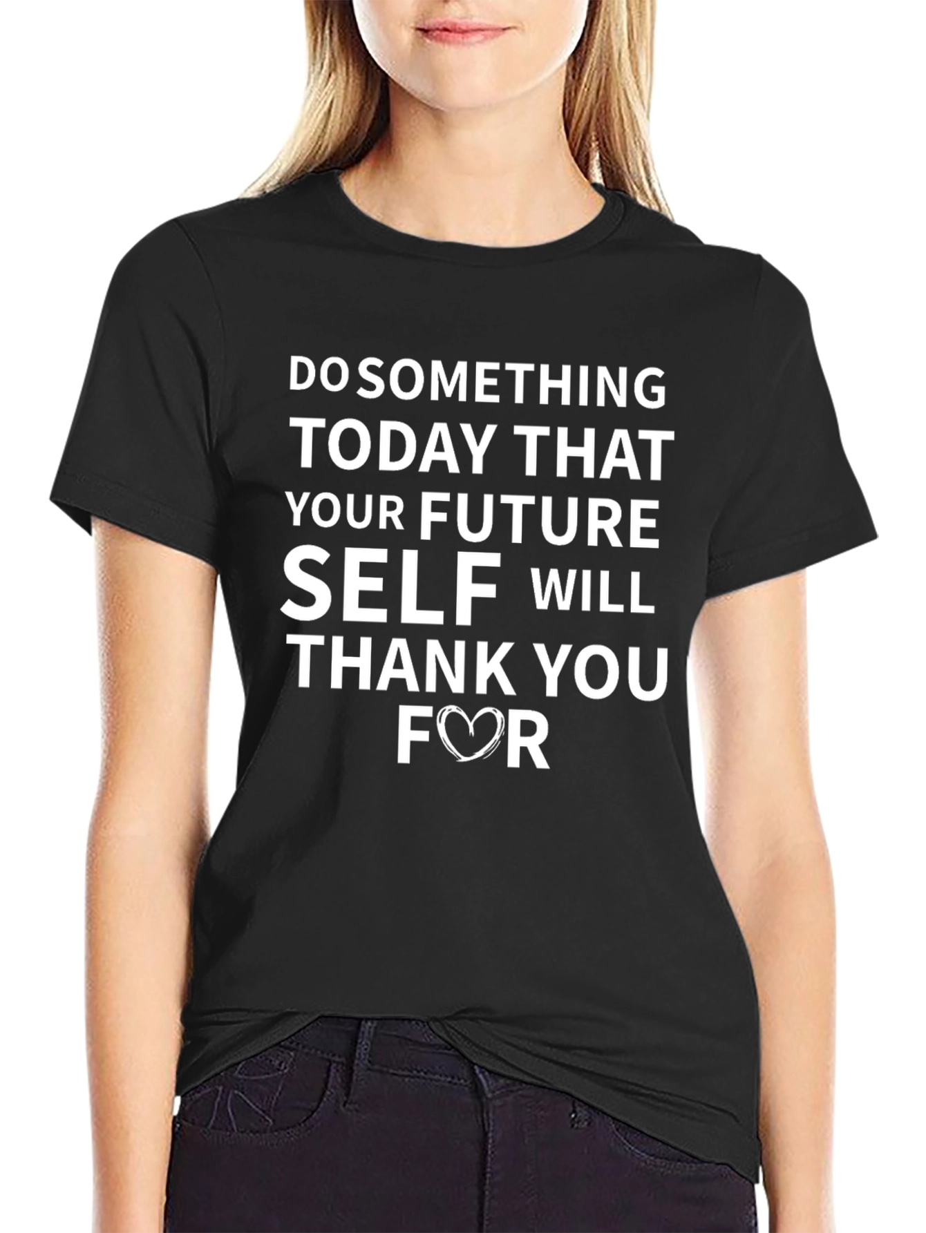Black Inspirational Future Self T-Shirt - Black view 2