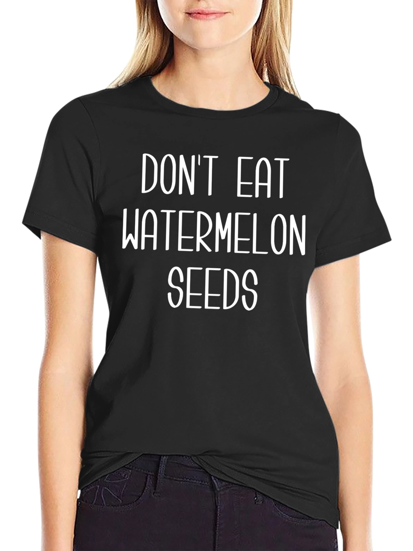Black Don't Eat Watermelon Seeds Funny T-Shirt view 2