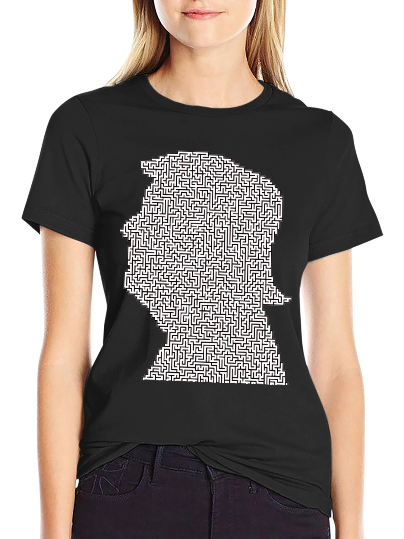 Black Maze Head Graphic Tee - Black Casual Shirt view 2