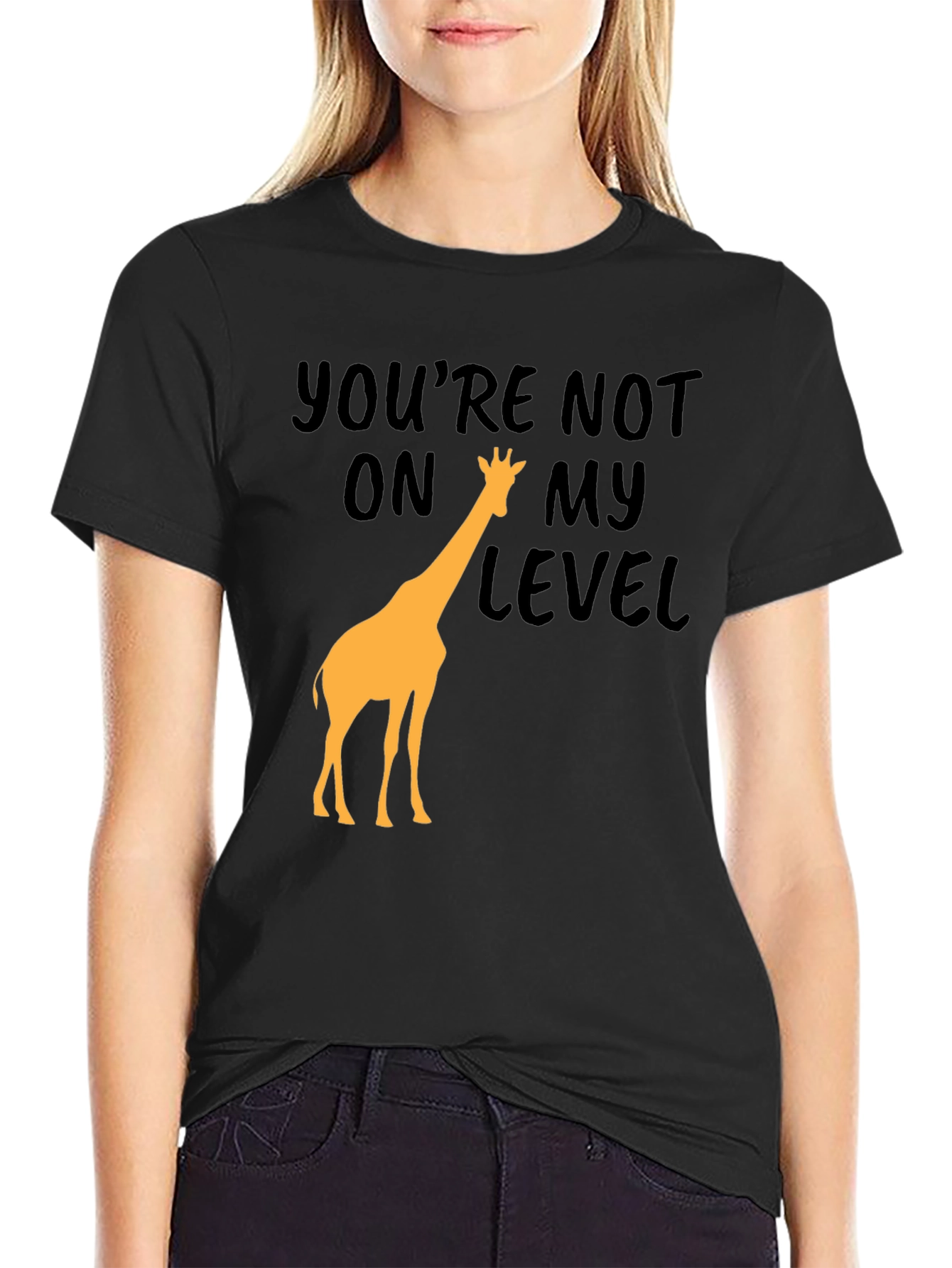 Black You're Not On My Level Giraffe Graphic Tee view 2