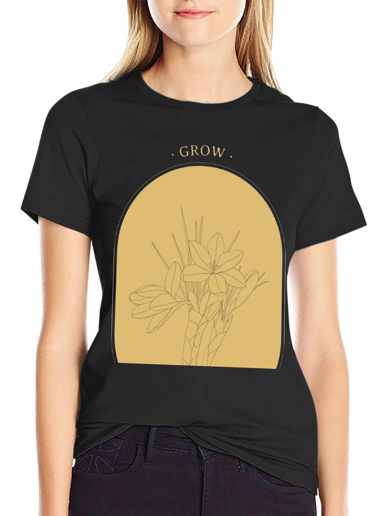 Black Grow Graphic T-Shirt - Black Botanical Tee view 2