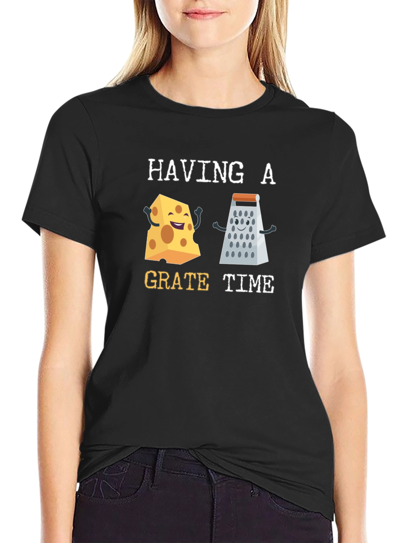 Black Funny Cheese Grater Humor Graphic Tee view 2