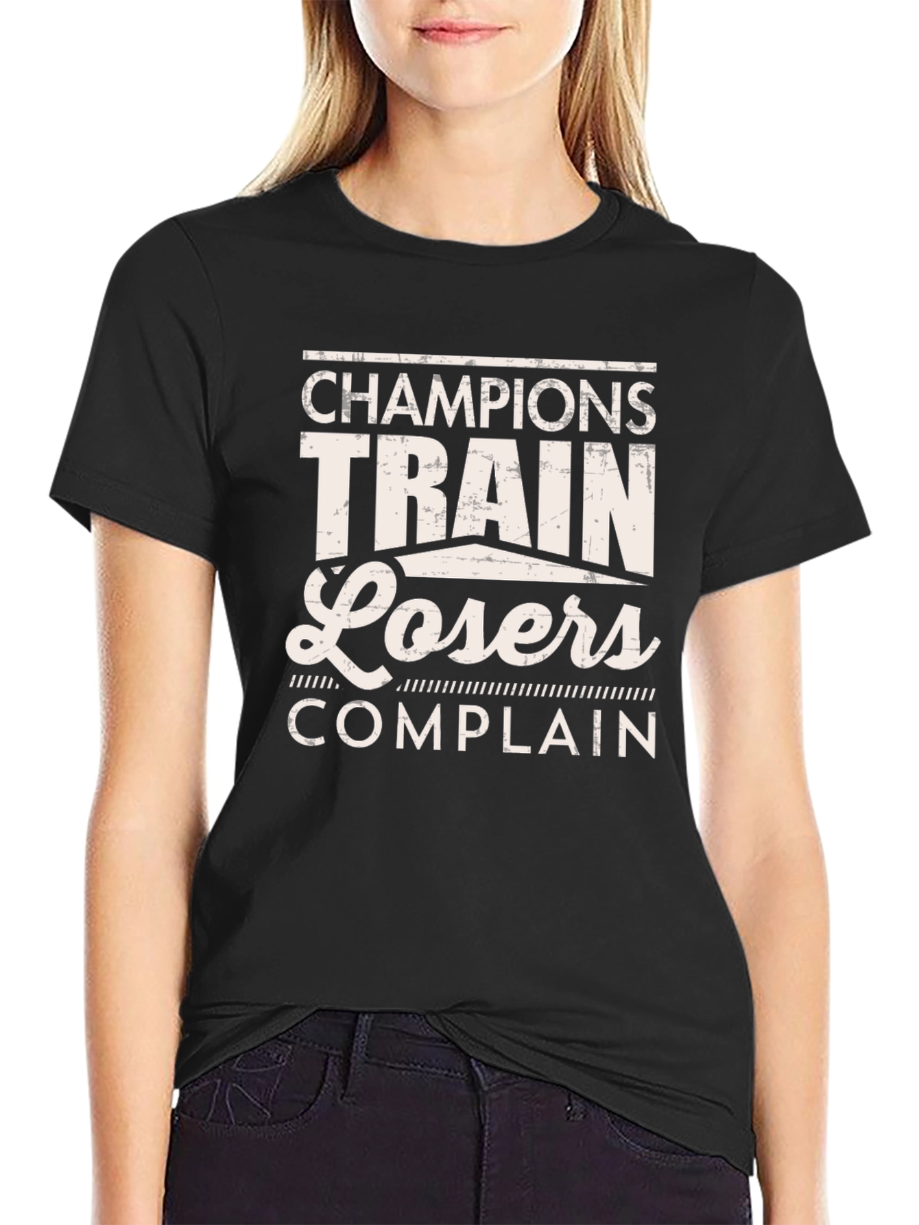 Black Champions Train Losers Complain Graphic Tee view 2