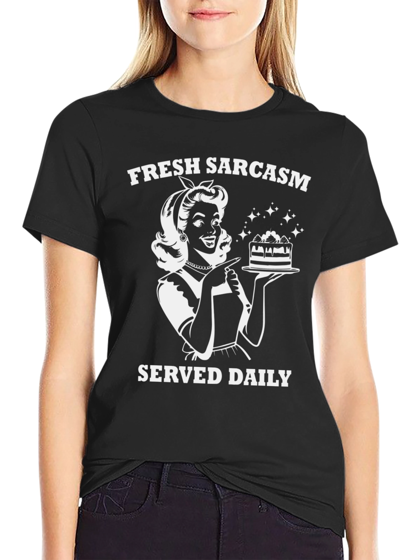 Black Fresh Sarcasm Daily T-Shirt - Retro Humor view 2