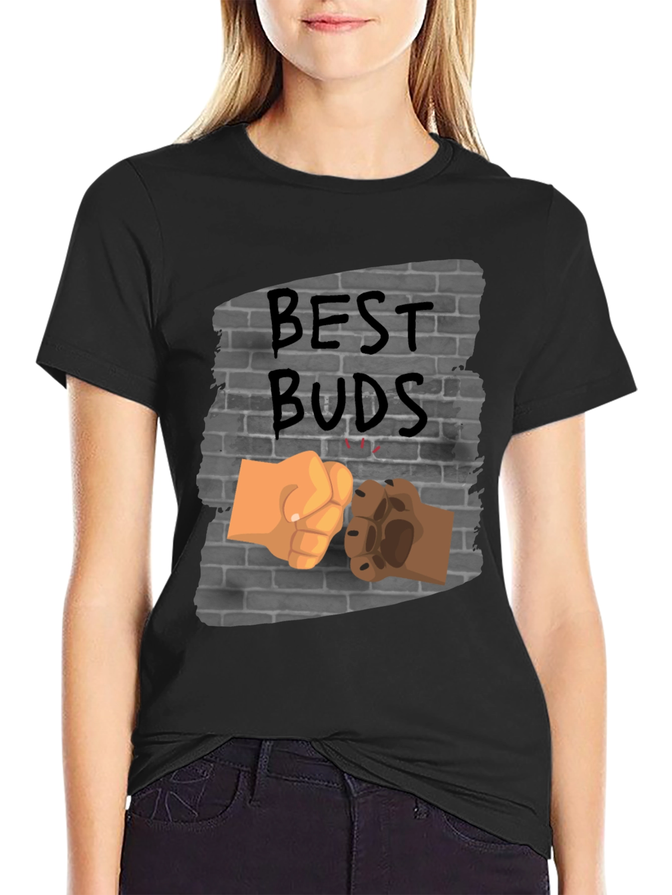 Black Best Buds Fist Bump Graphic Tee view 2