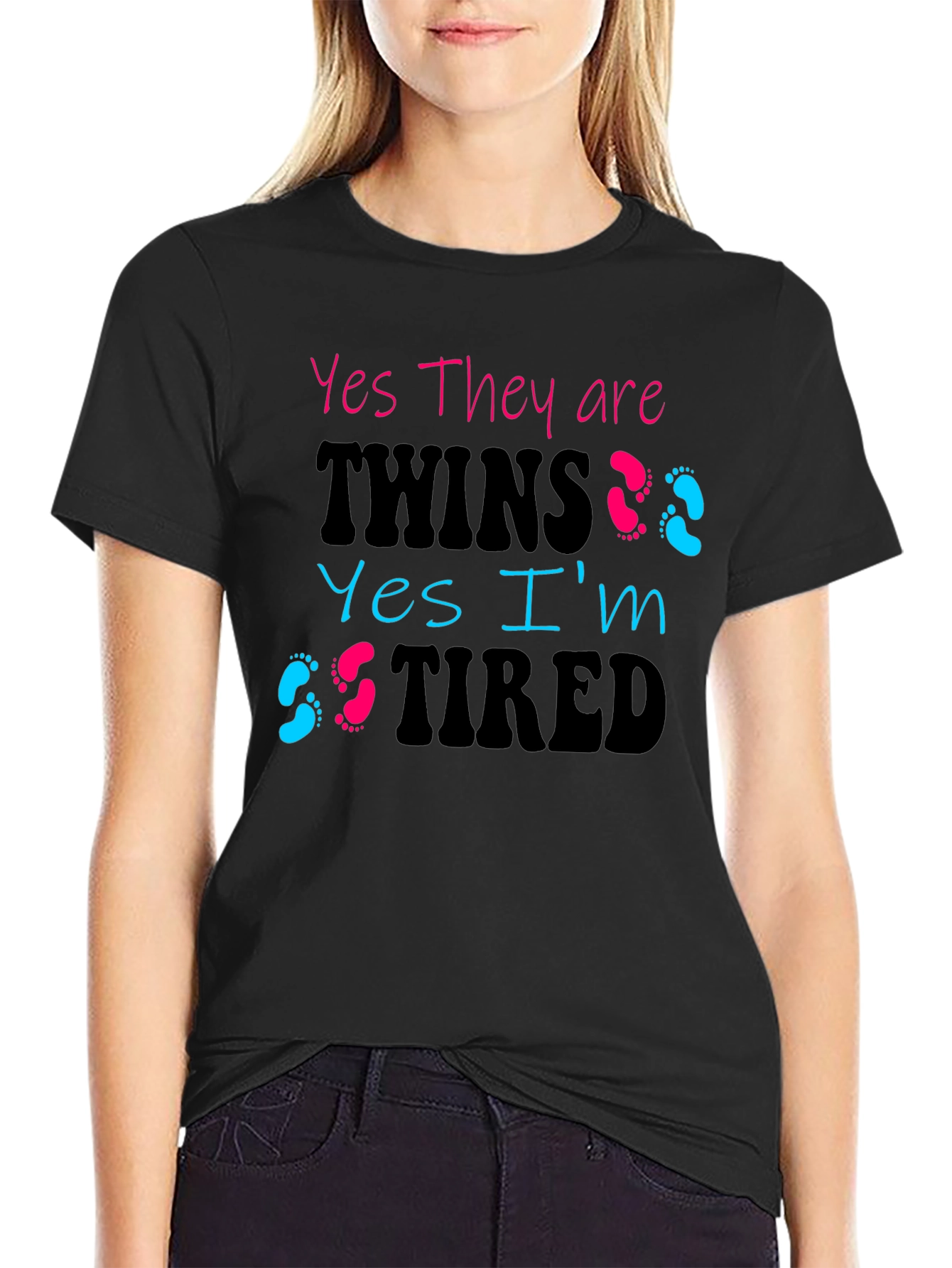 Black Yes They are Twins T-Shirt view 2