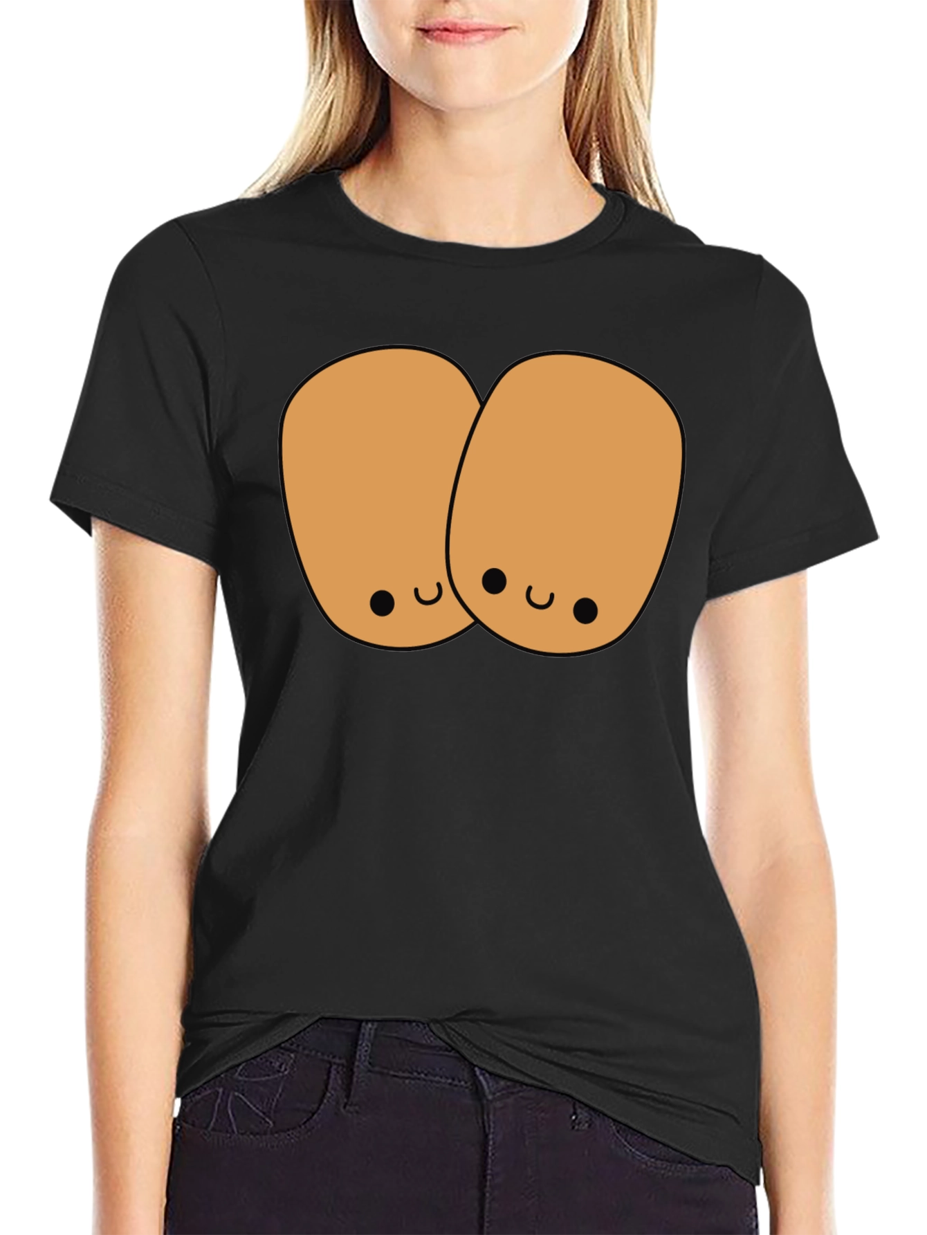 Black Cute Potato Duo Black T-Shirt view 2