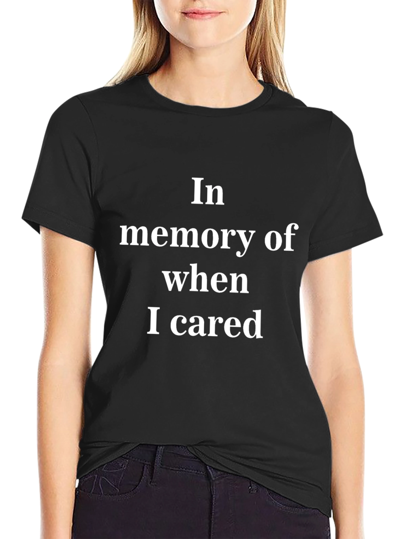 Black Funny In Memory of When I Cared Black T-Shirt view 2