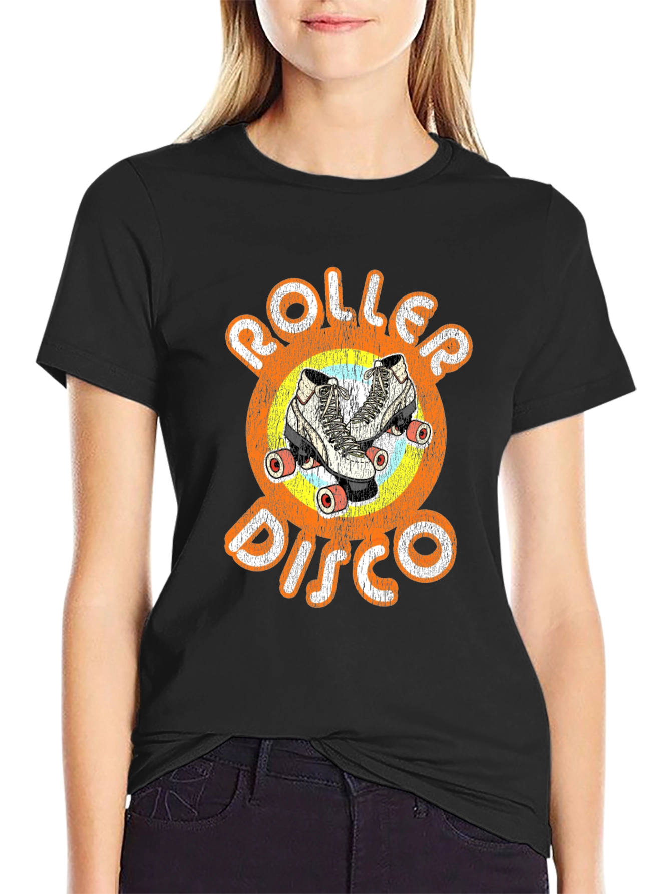 Black Retro Roller Disco T-Shirt - Skate in Style! view 2