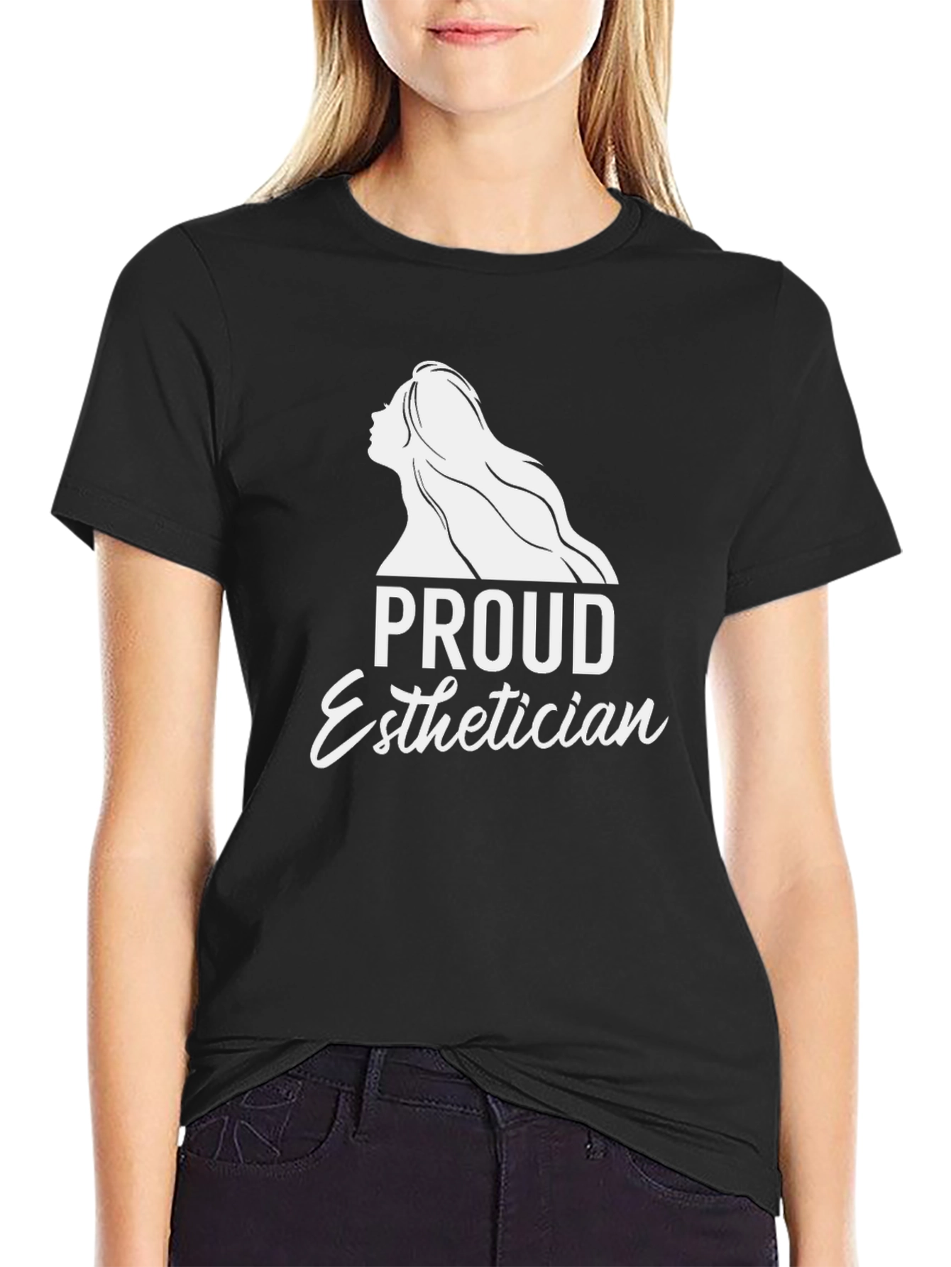 Black Proud Esthetician T-Shirt - Black Crew Neck view 2