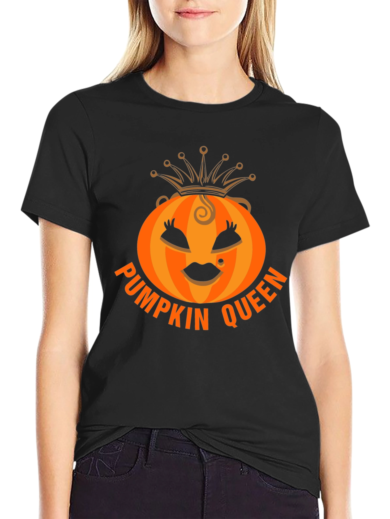 Black Pumpkin Queen Graphic Tee - Halloween Apparel view 2