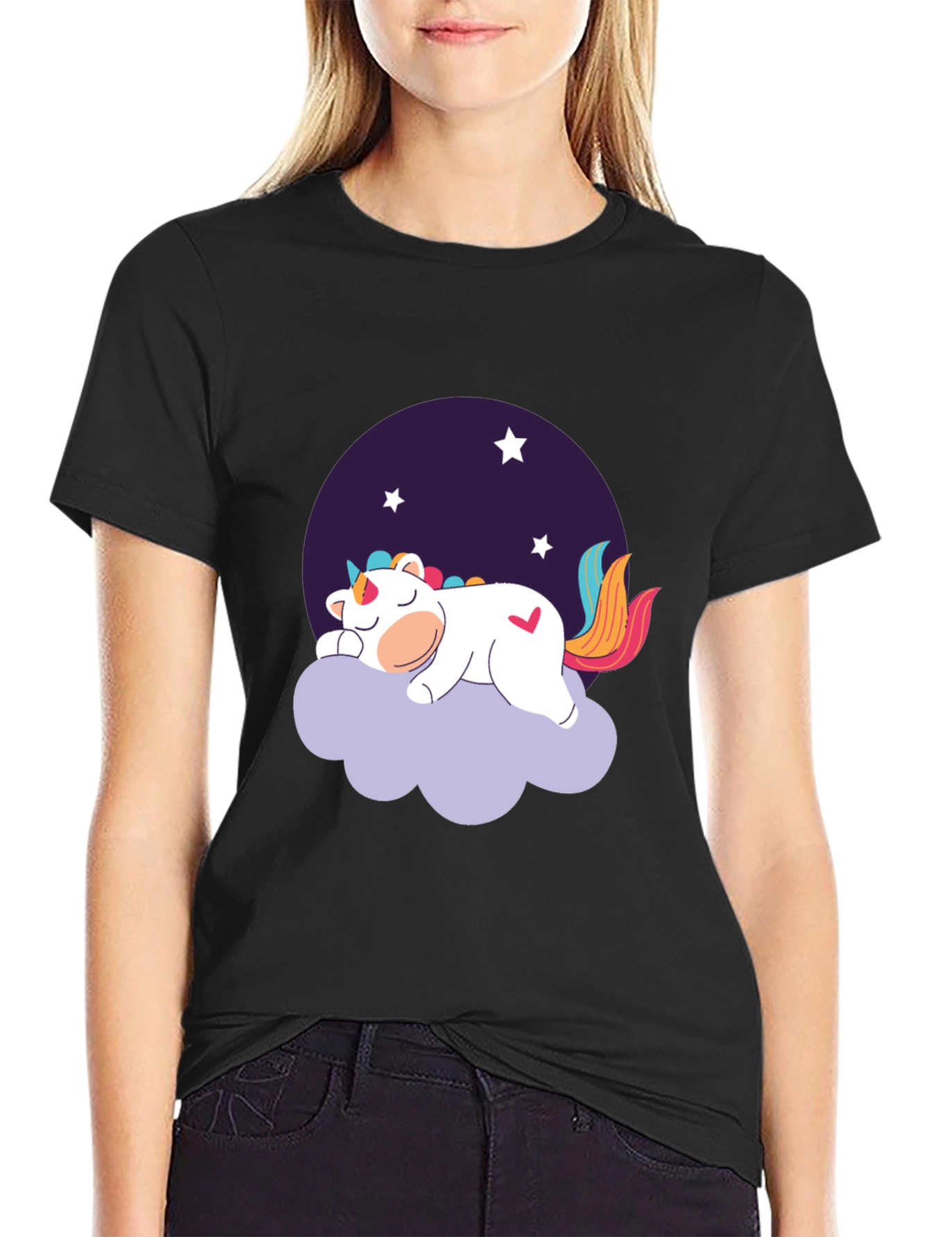 Black Unicorn Dreams Black T-Shirt view 2