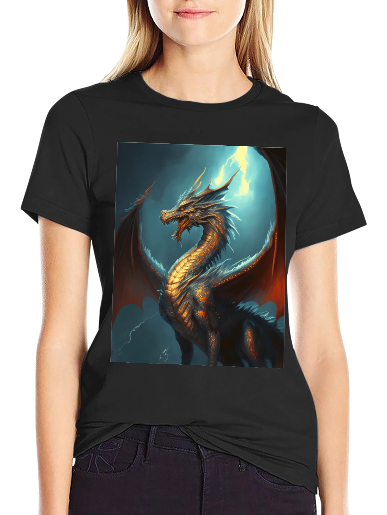 Black Dragon Graphic Tee - Fantasy Style view 2