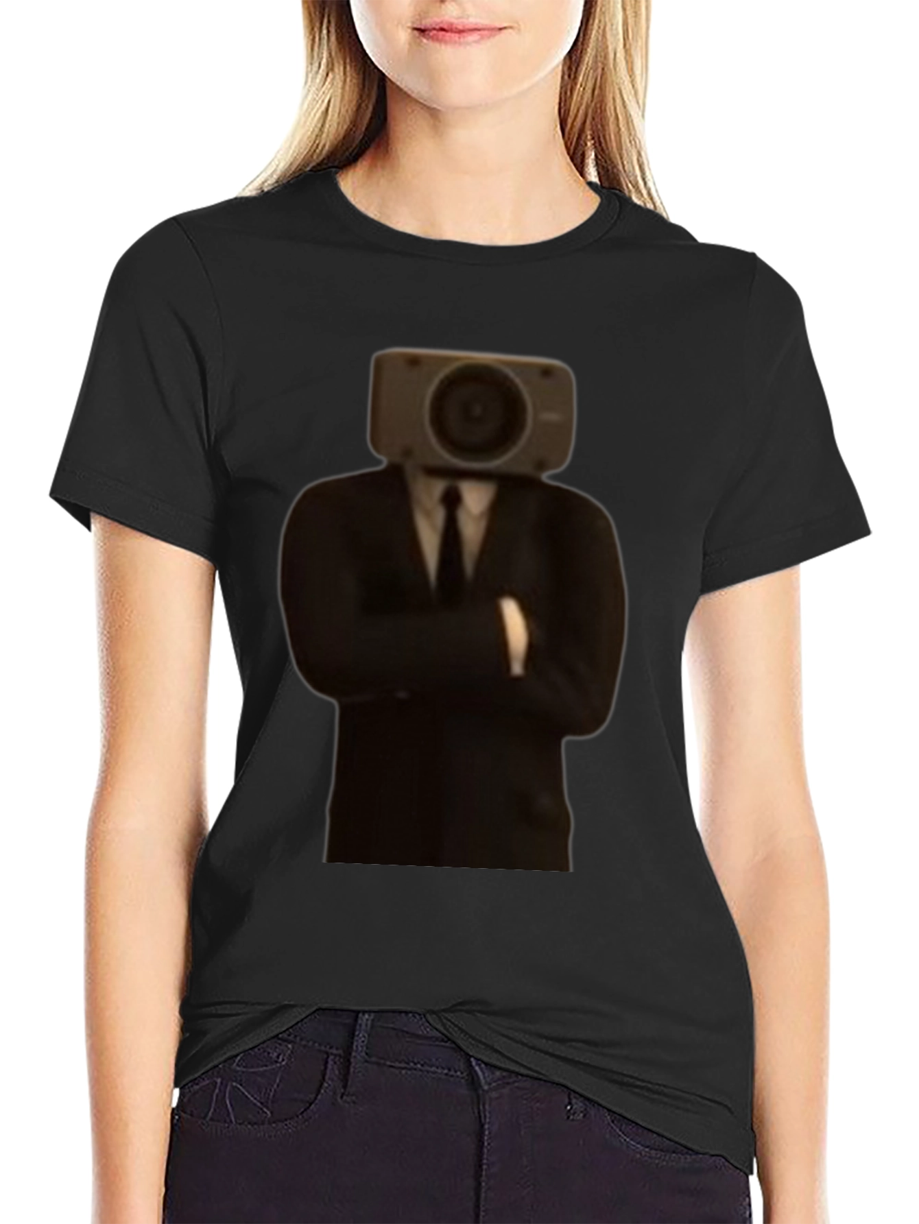 Black Camera Head Suit T-Shirt view 2