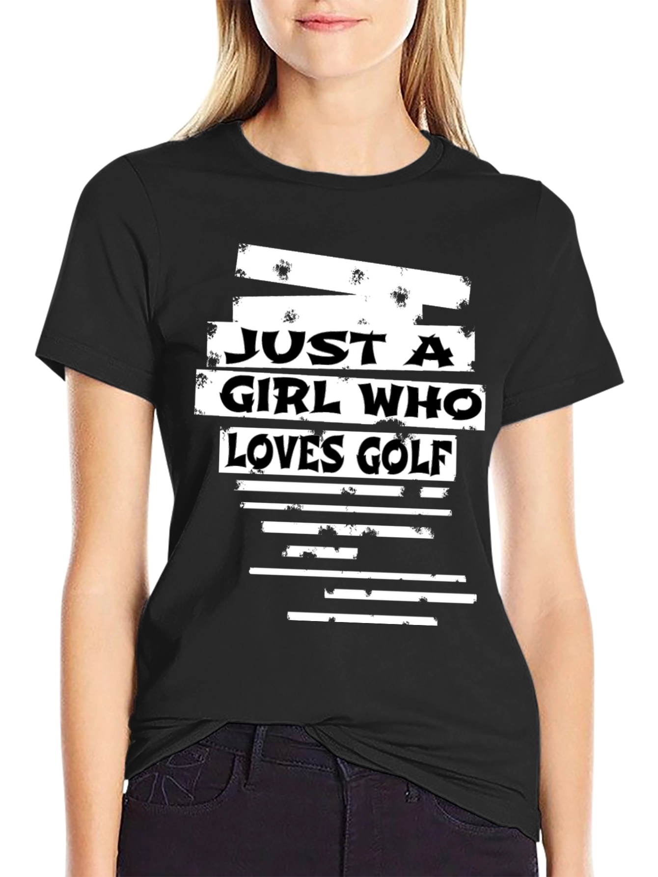 Black Just a Girl Who Loves Golf T-Shirt view 2