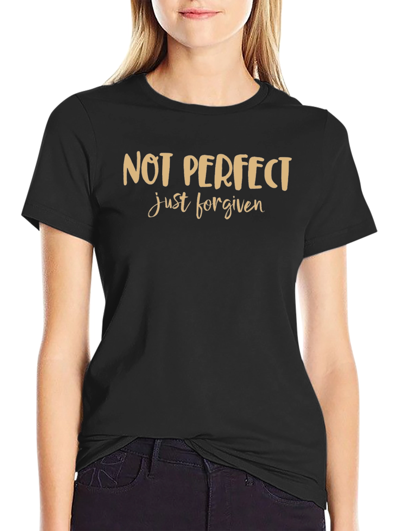 Black Not Perfect Just Forgiven Graphic Tee view 2