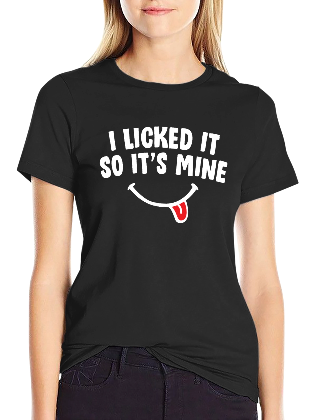 Black I Licked It So It's Mine T-Shirt - Funny Novelty Tee view 2