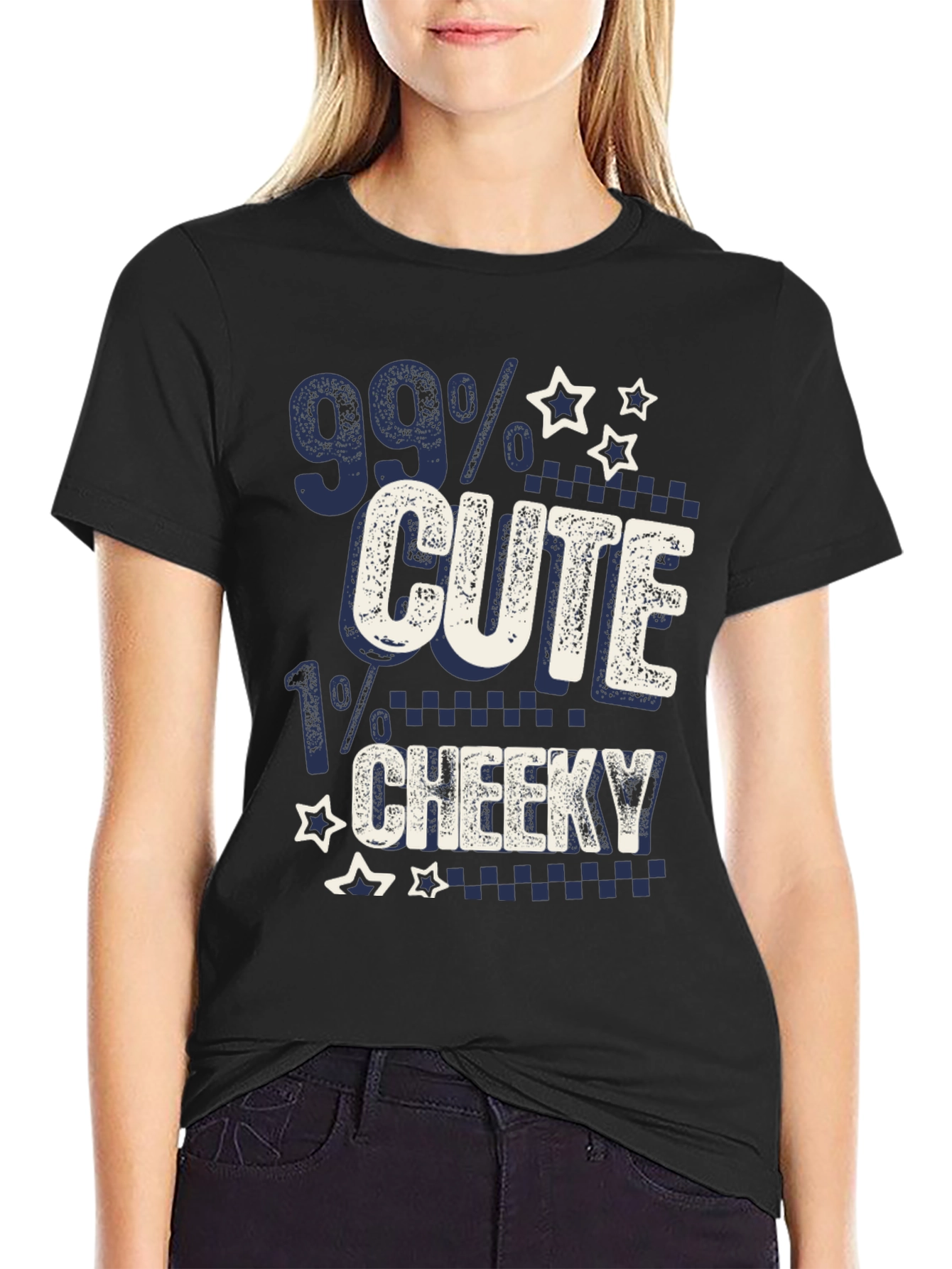 Black 99% Cute 1% Cheeky Graphic T-Shirt view 2