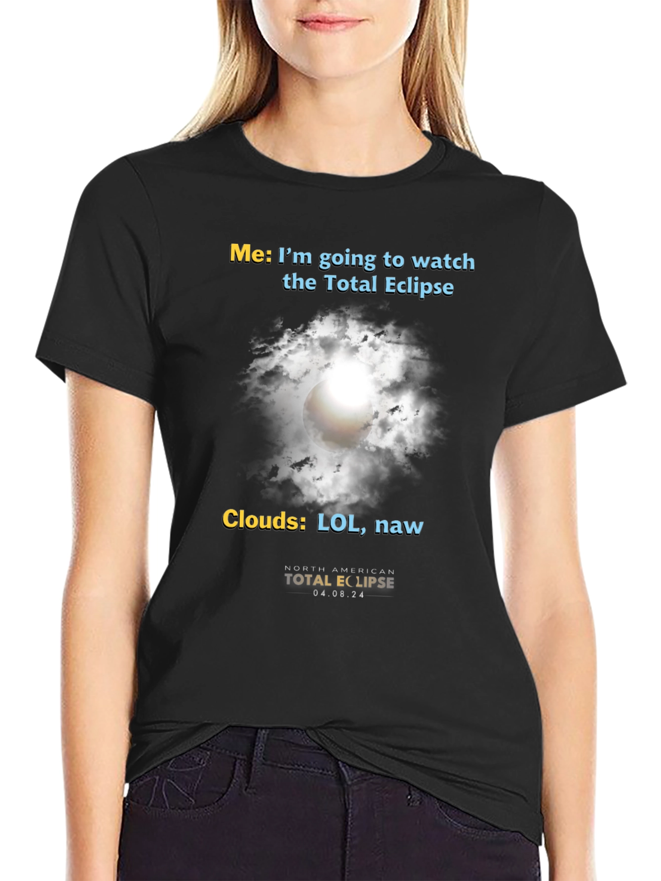 Black Total Eclipse Funny T-Shirt view 2
