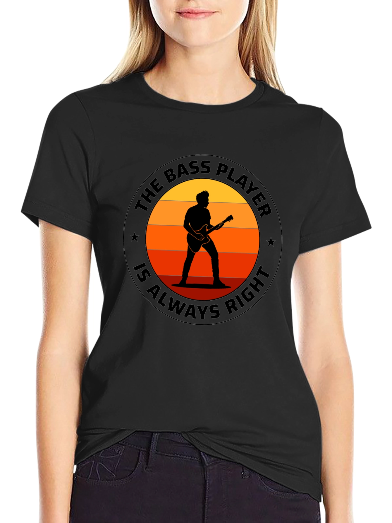 Black Bass Player Always Right Black T-Shirt view 2