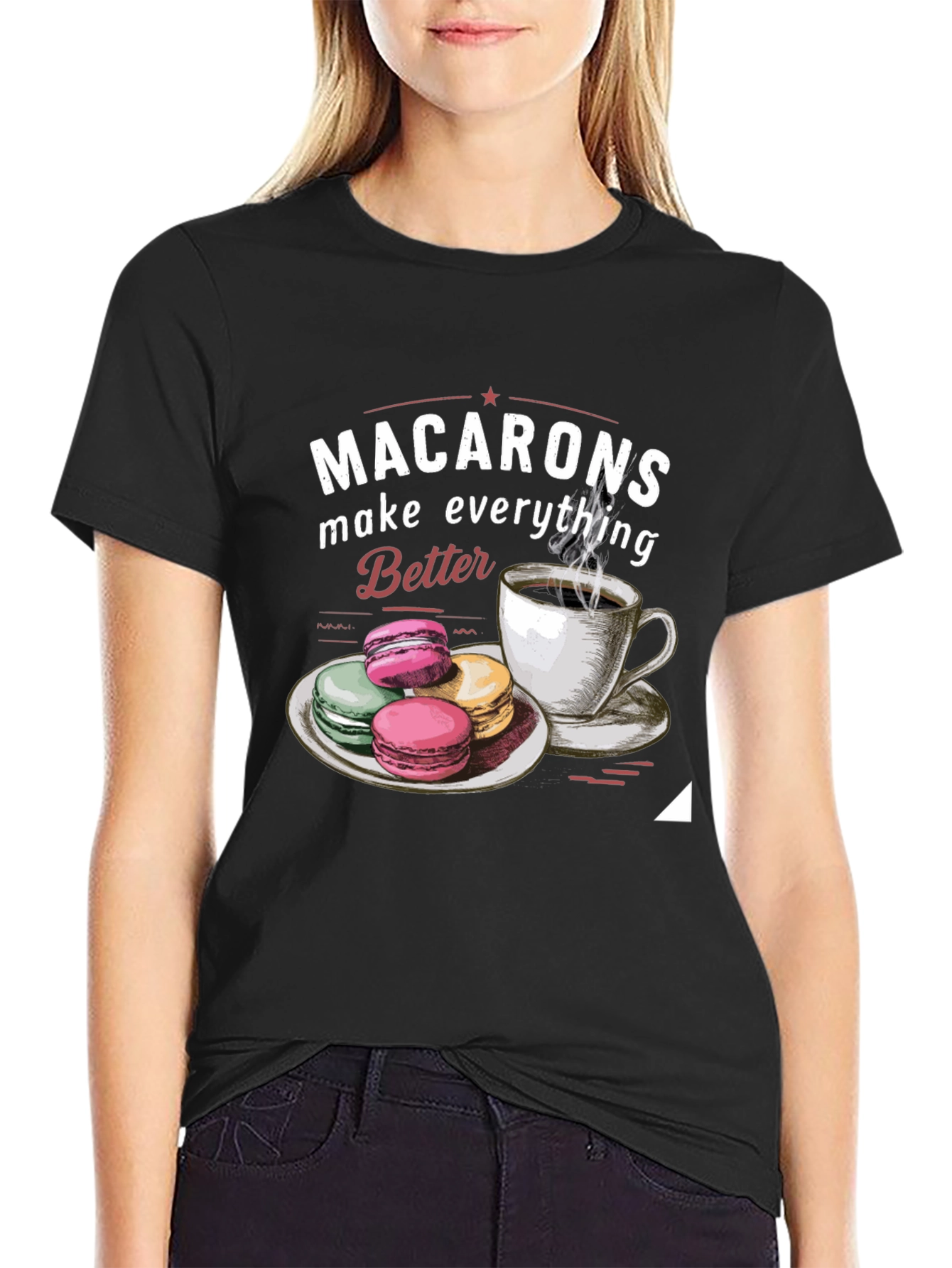 Black Macarons & Coffee Graphic Tee view 2