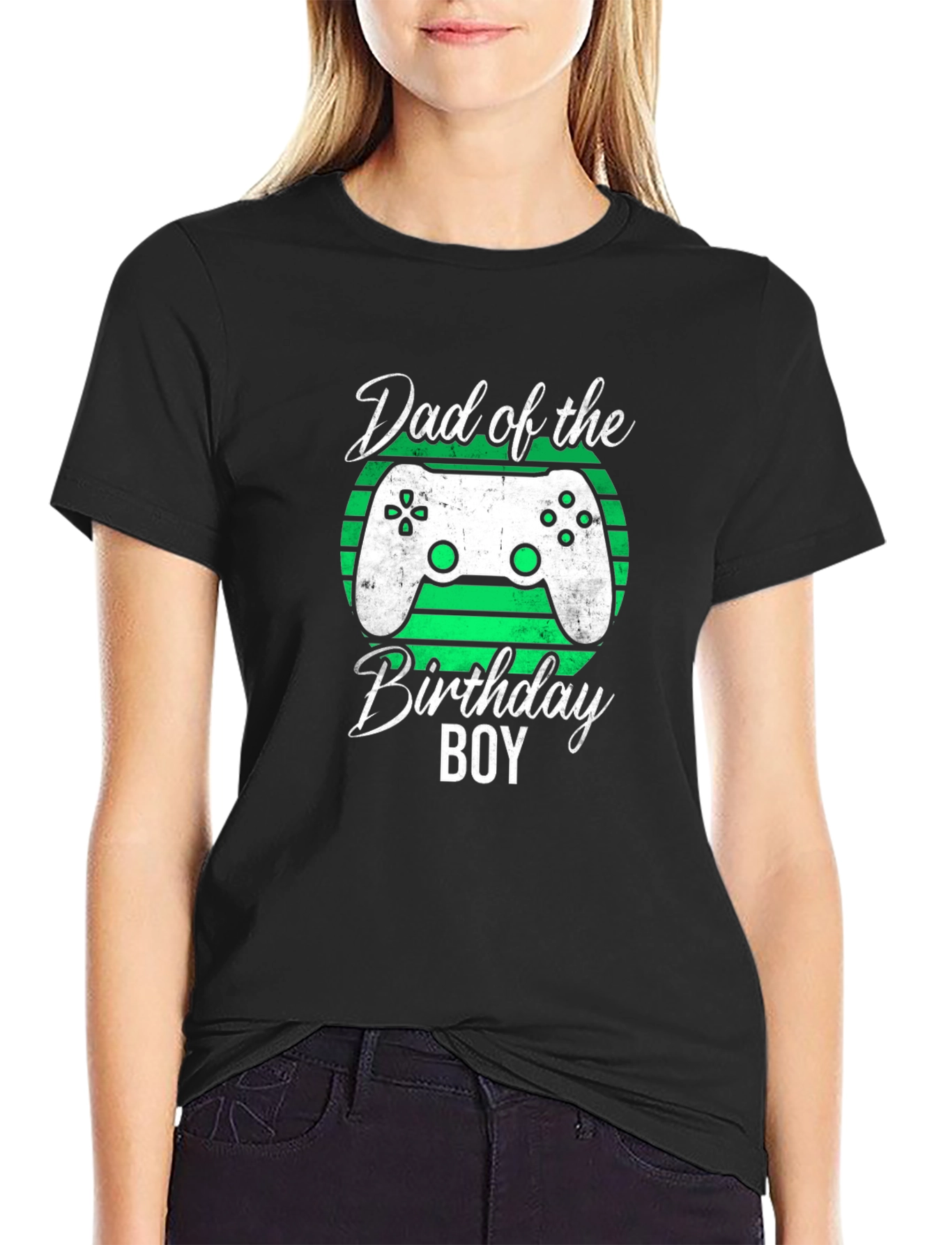 Black Dad of the Birthday Boy Gamer T-Shirt view 2