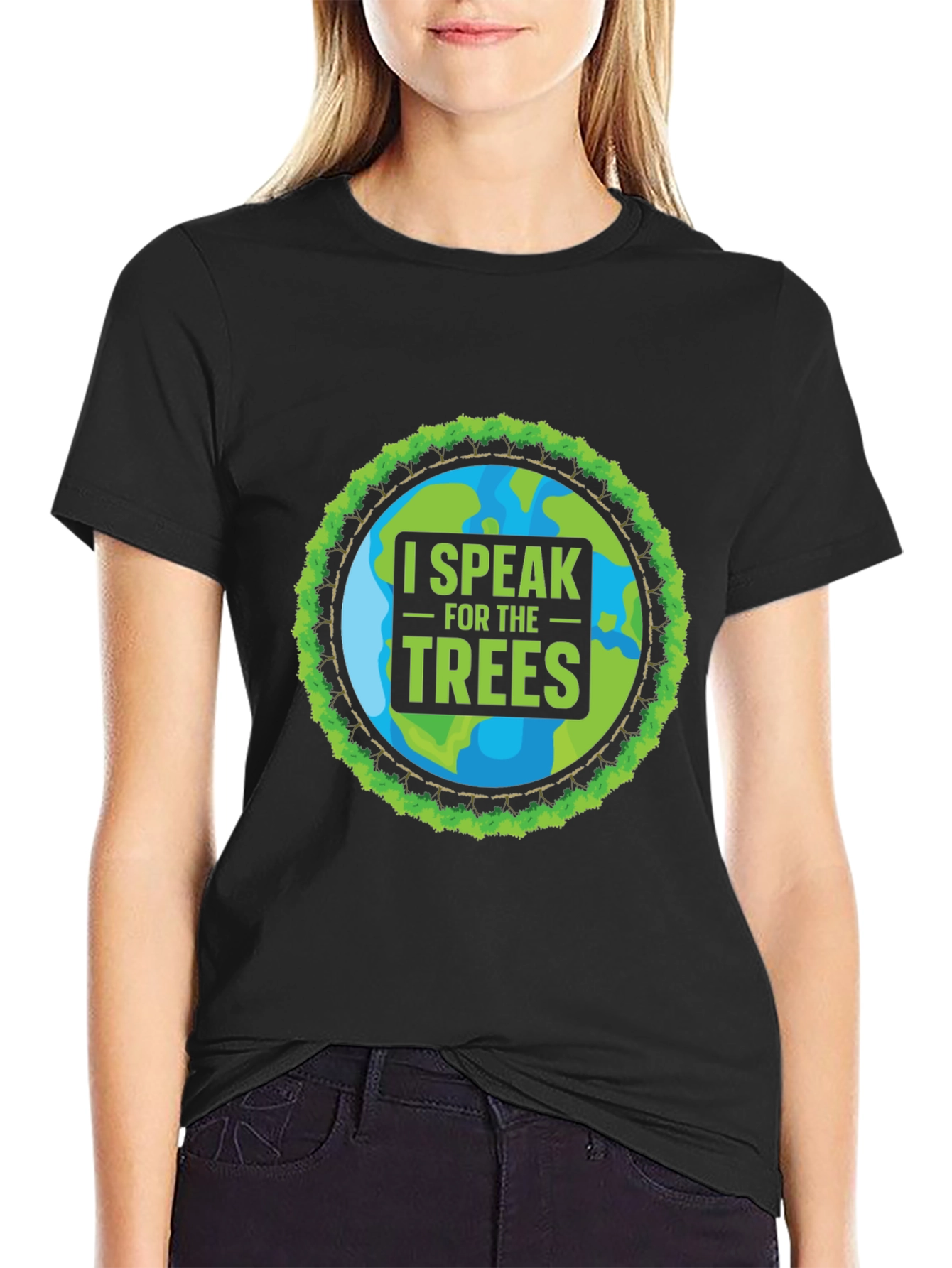 Black I Speak for the Trees Graphic T-Shirt view 2