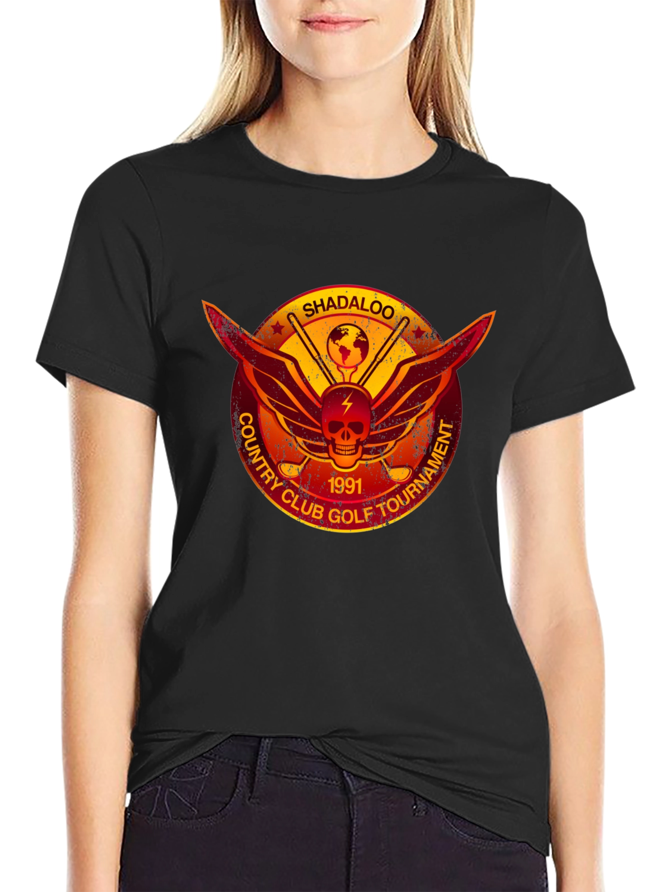 Black Shadaloo Country Club Golf Tournament T-Shirt view 2