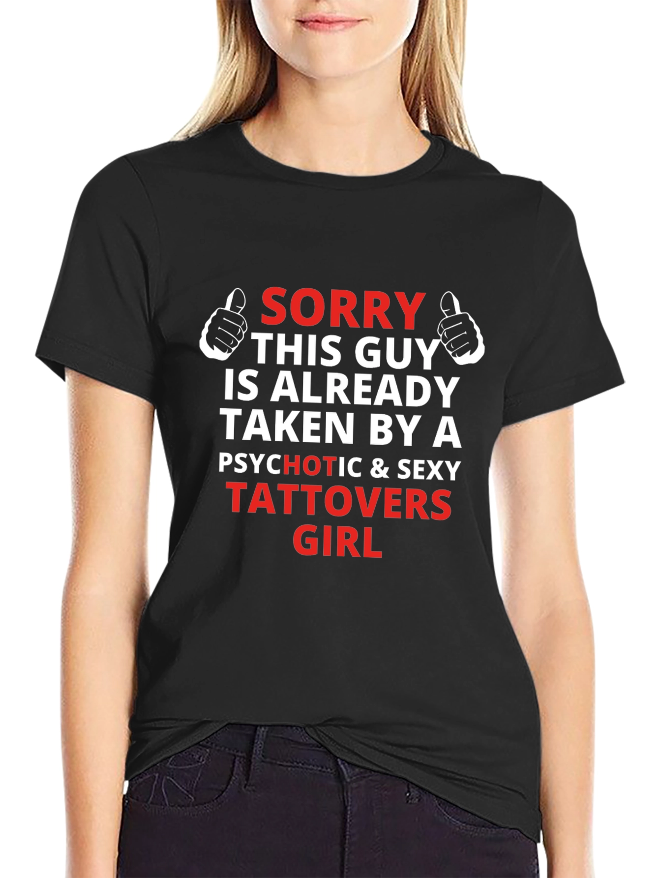 Black Funny Tattooed Girl's Guy T-Shirt view 2