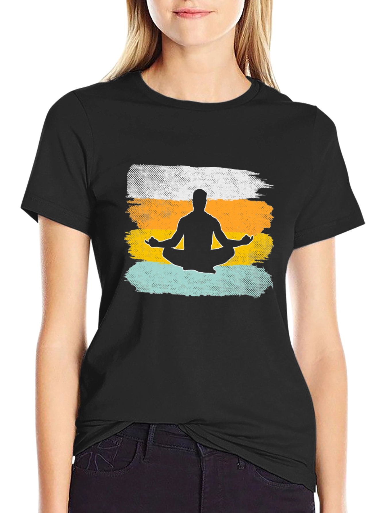 Black Zen Meditation T-Shirt - Relaxed Fit view 2