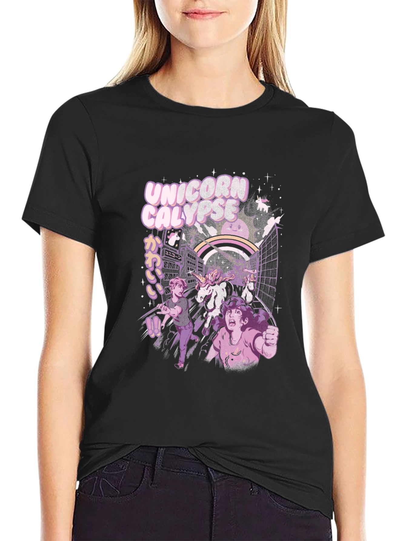 Black Unicorn Apocalypse Graphic Tee - Black view 2