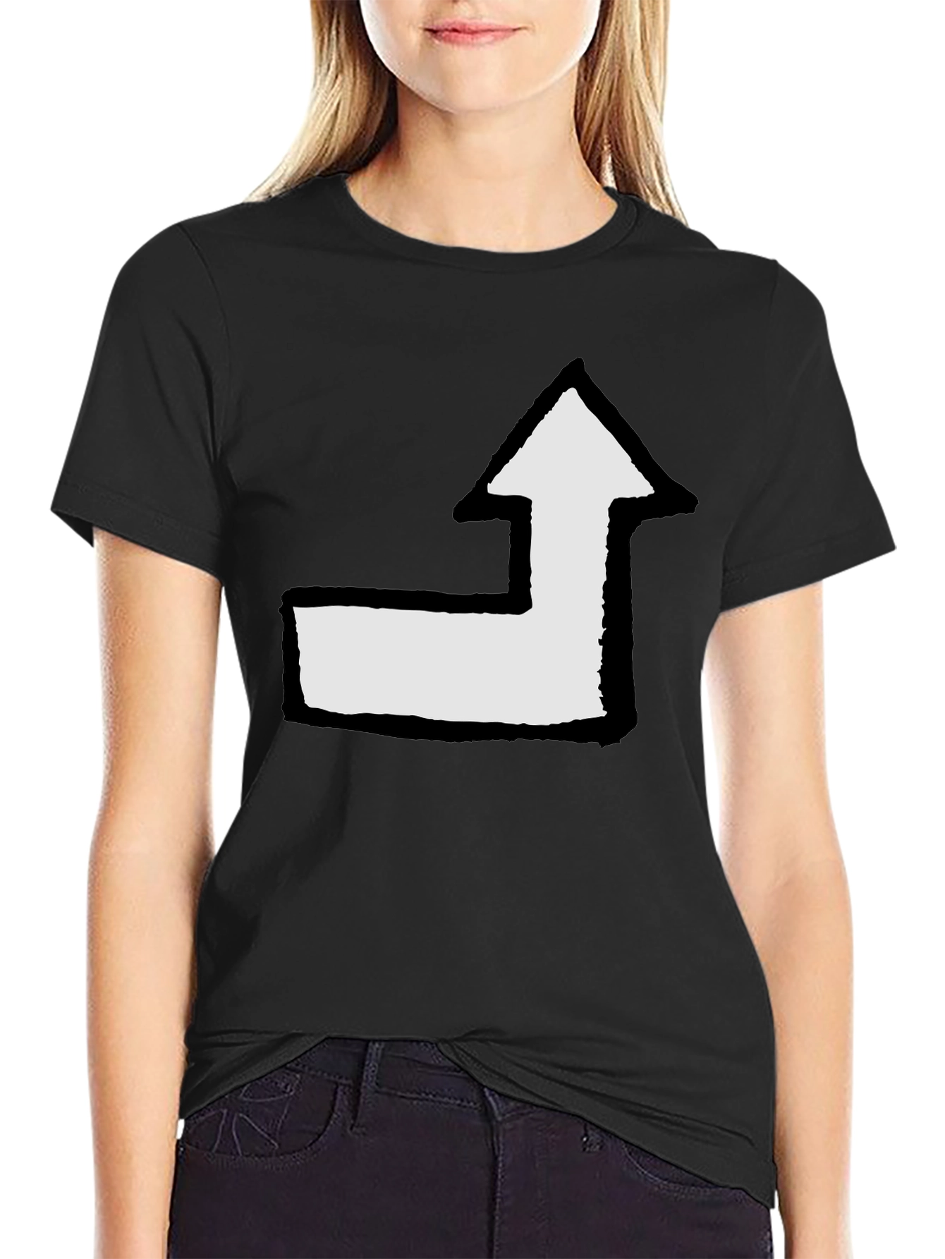 Black Arrow Graphic Tee - Black Cotton Casual T-Shirt view 2