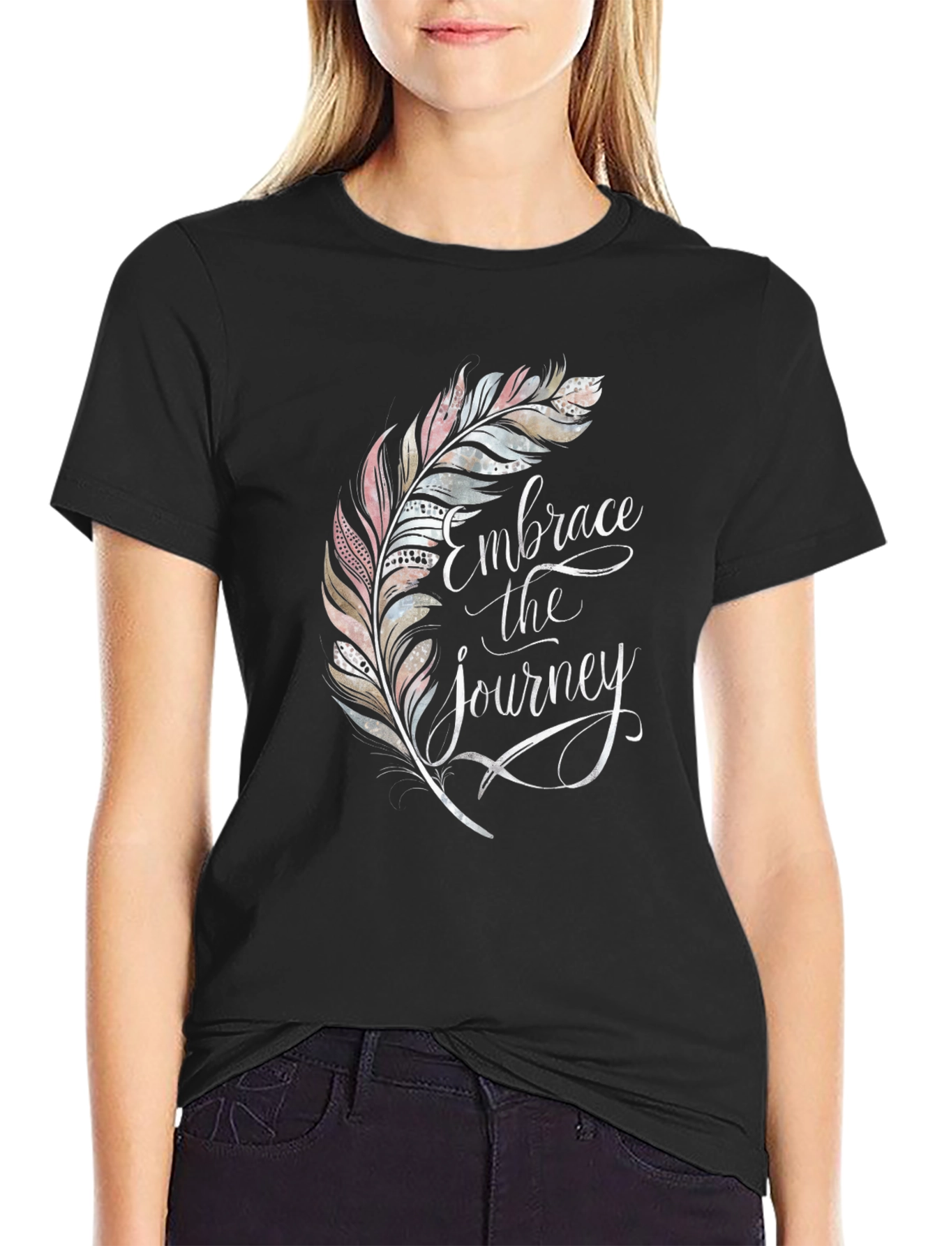 Embrace the Journey Feather Graphic T-Shirt - 2