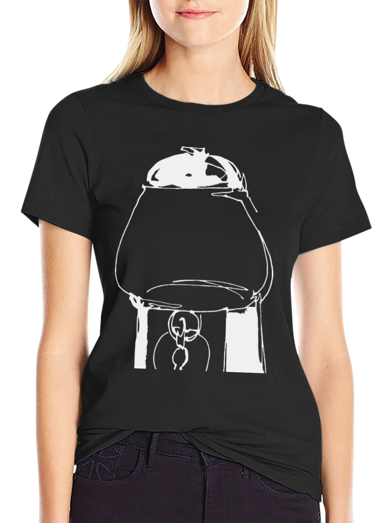 Black Unique Graphic Tee: Coffee Pot Illustration view 2