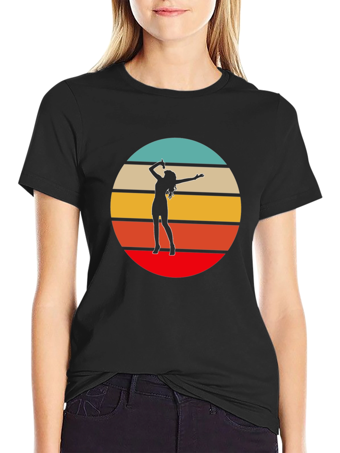Black Retro Sunset Singer Graphic Tee - Black view 2
