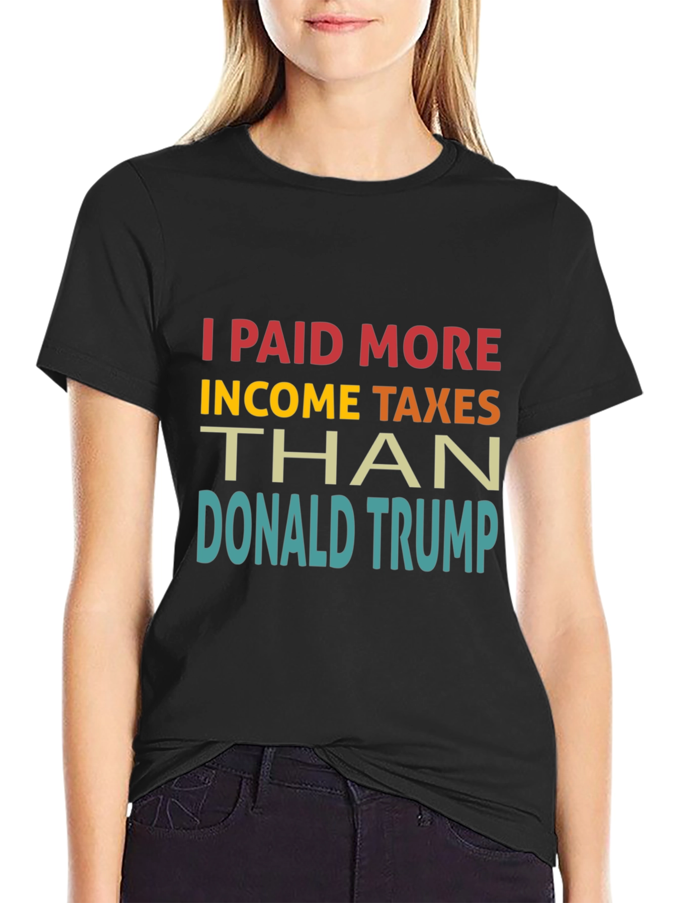 Black I Paid More Income Taxes Than Donald Trump T-Shirt view 2