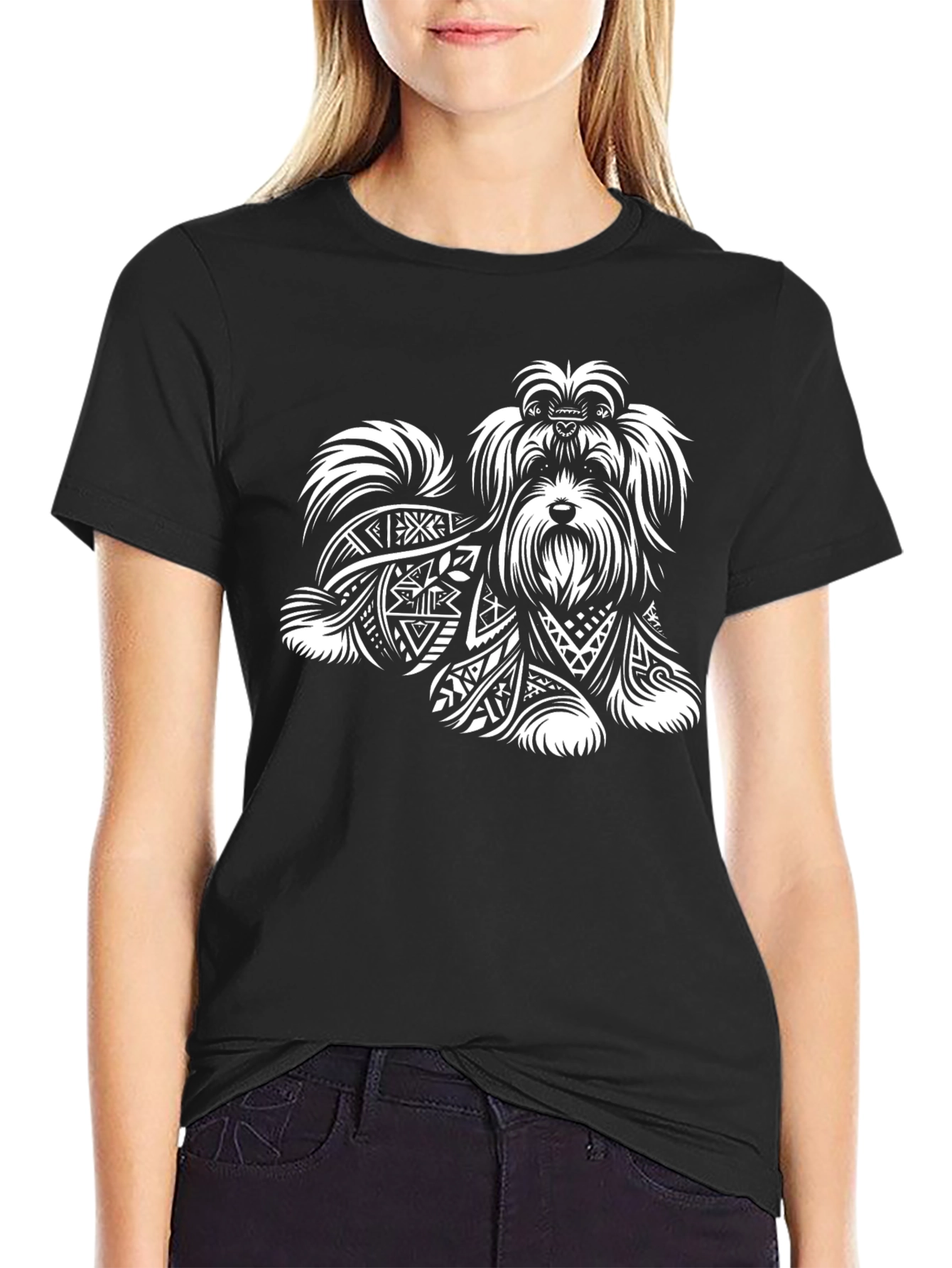Dog Lover T-Shirt: Stylish Canine Tribal Art Tee - 2