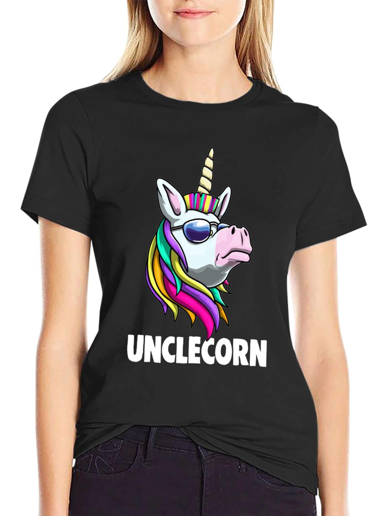 Black Unclecorn T-Shirt - Funny Unicorn Design view 2