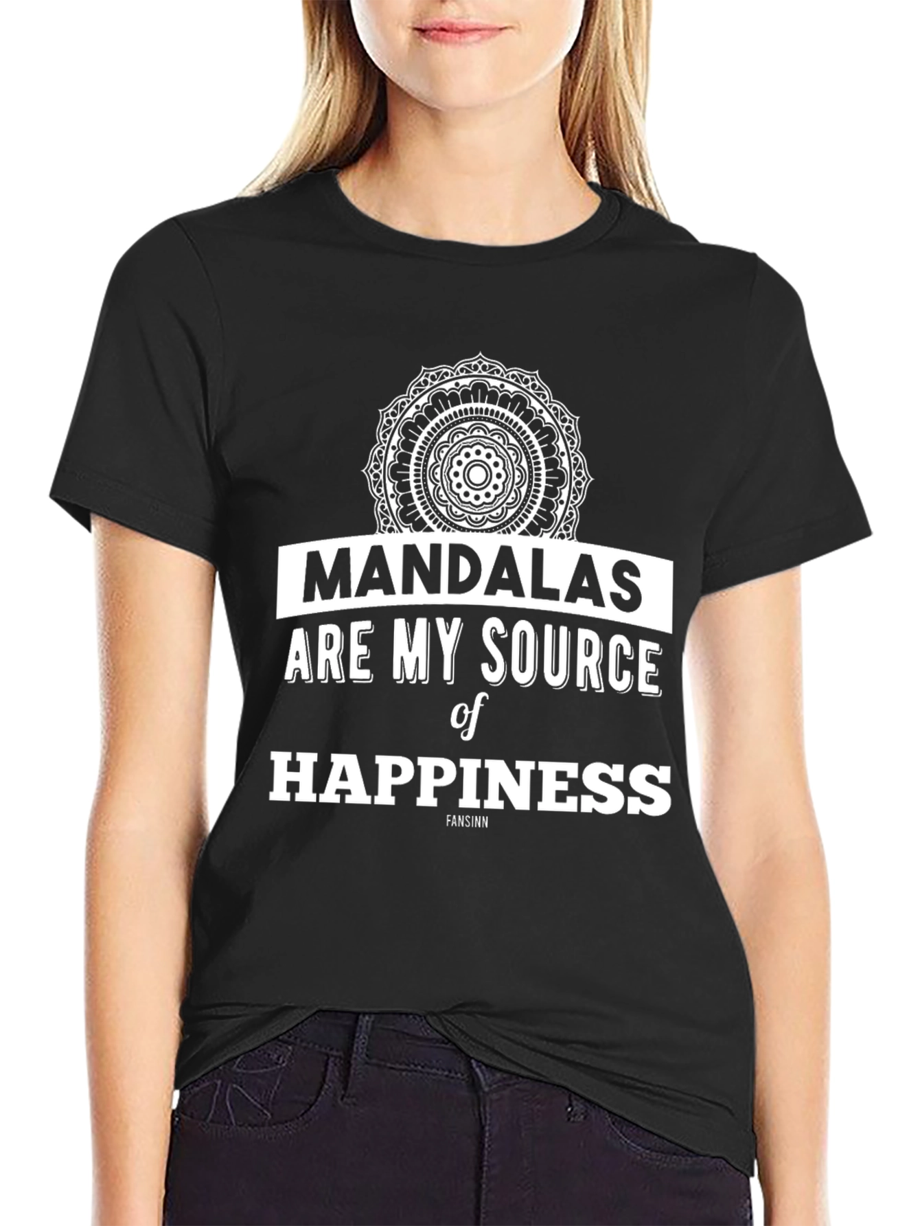 Black Mandala Happiness Graphic Tee view 2