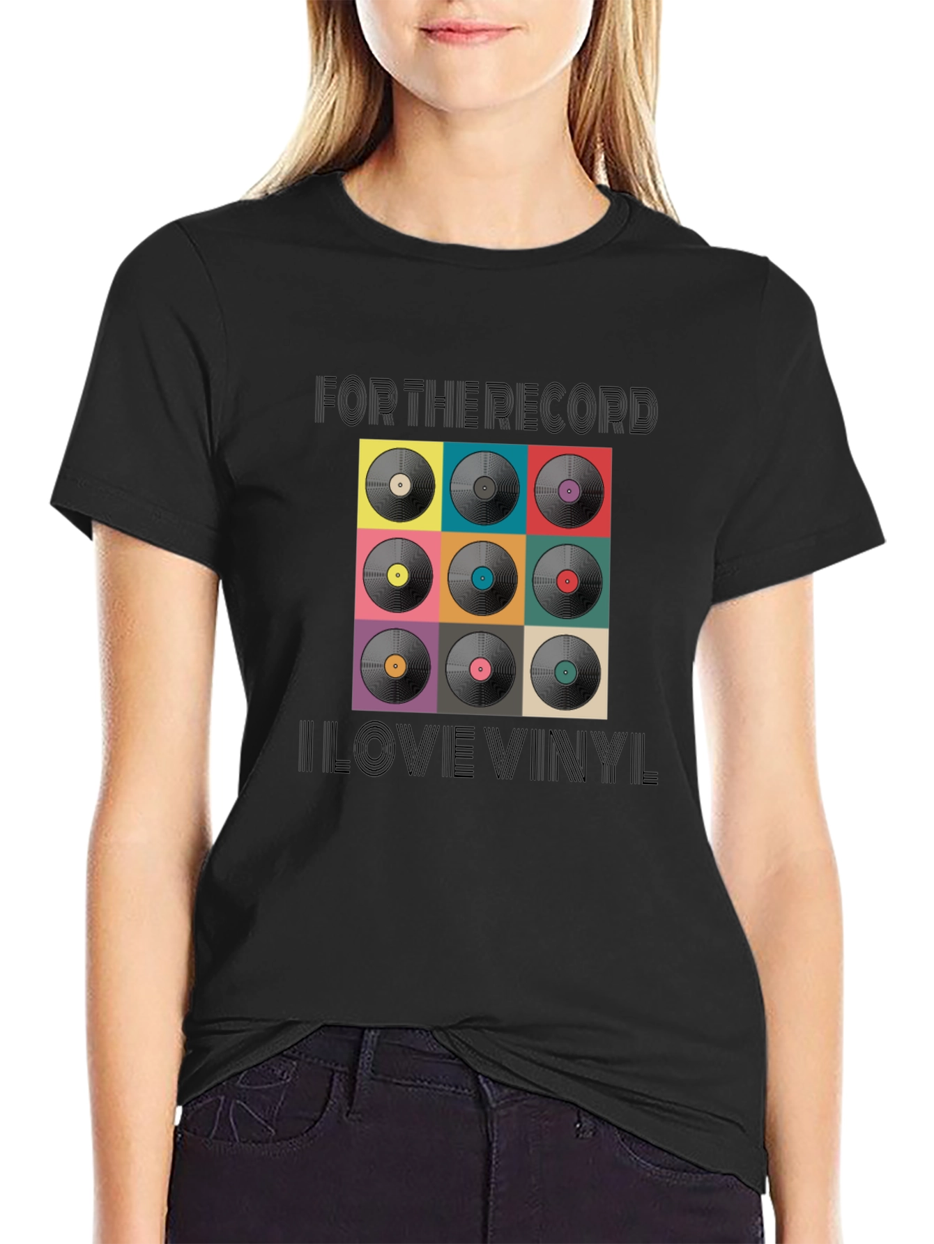 Black For the Record I Love Vinyl Black T-Shirt view 2